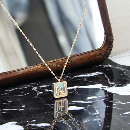 Love Square Pendant Necklace