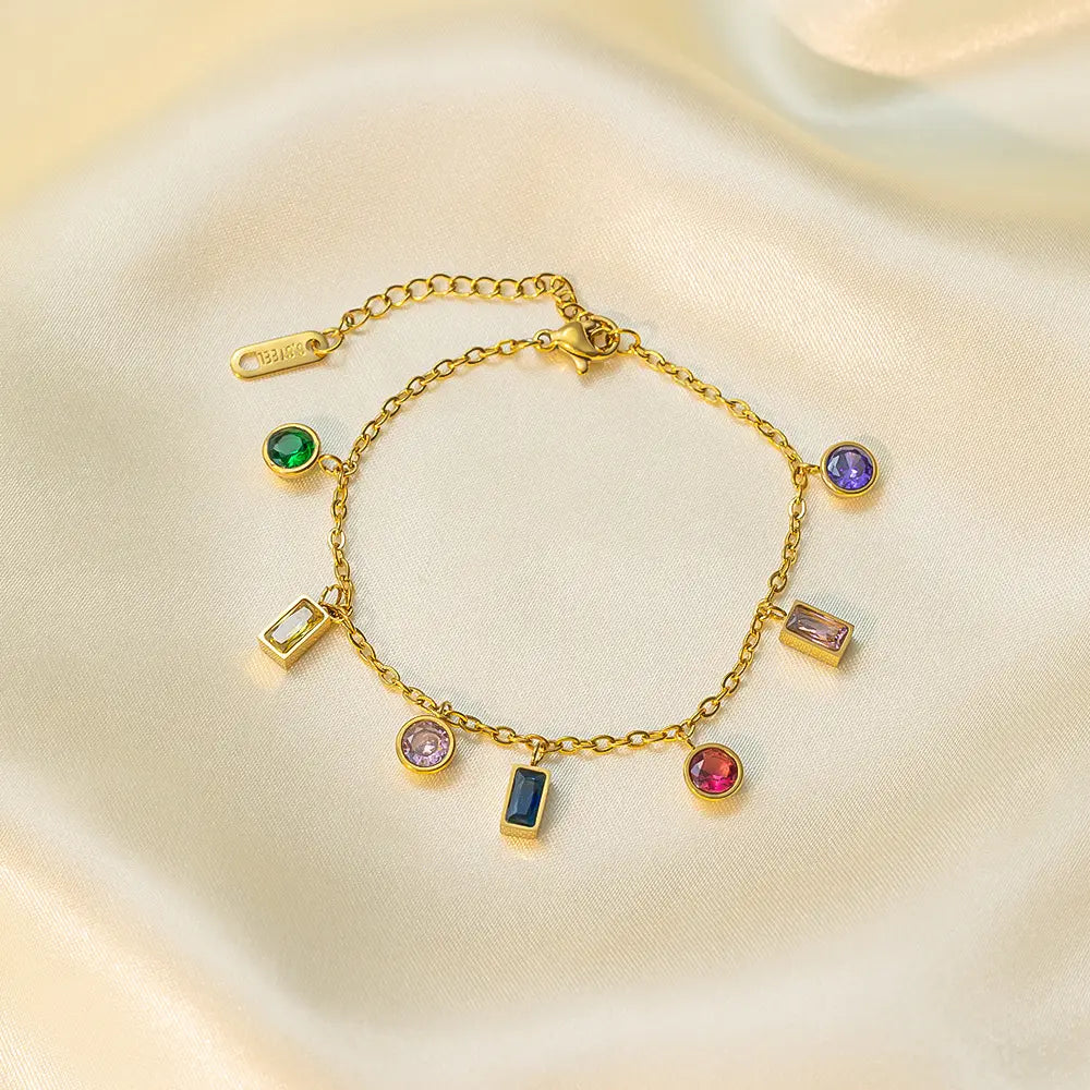 Multi-Gemstone Loose Gold Bracelet