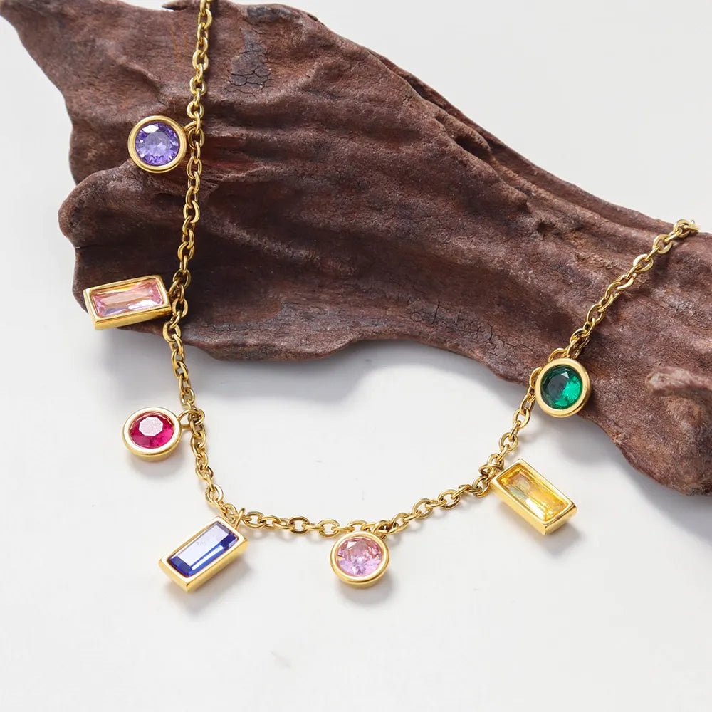 Multi-Gemstone Loose Gold Bracelet