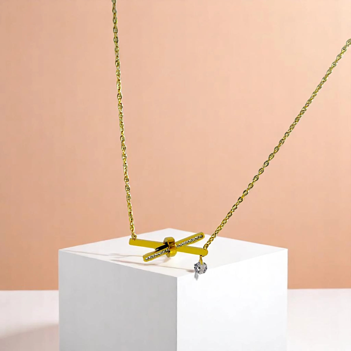 Nutted X CZ Pendant Necklace
