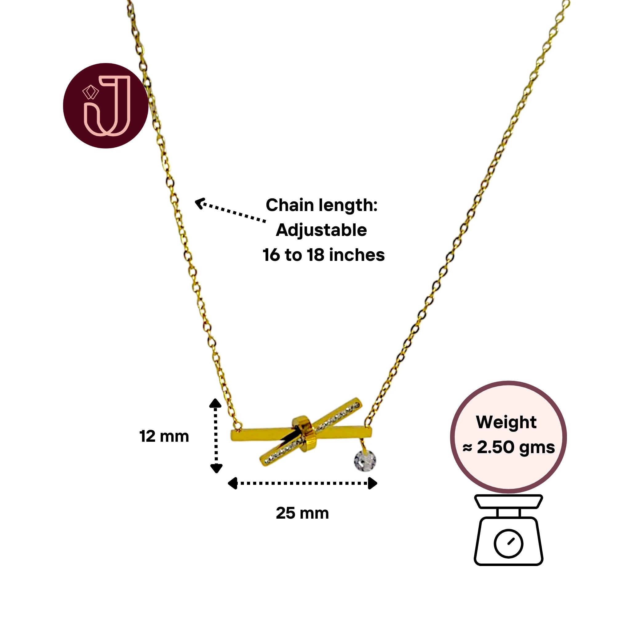 Nutted X CZ Pendant Necklace