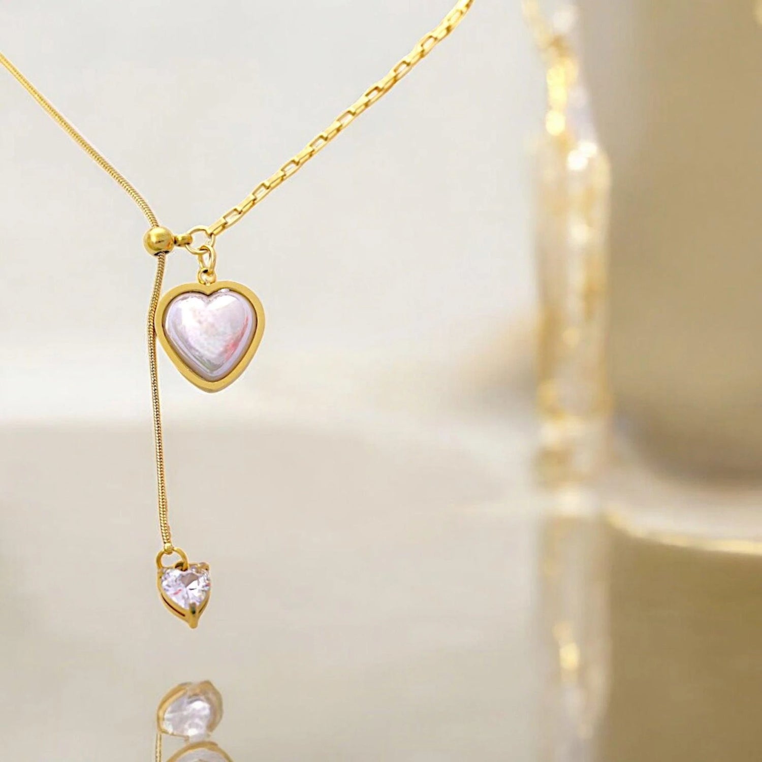 Opal White Heart Necklace