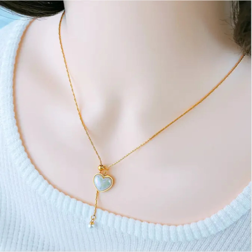 Opal White Heart Necklace