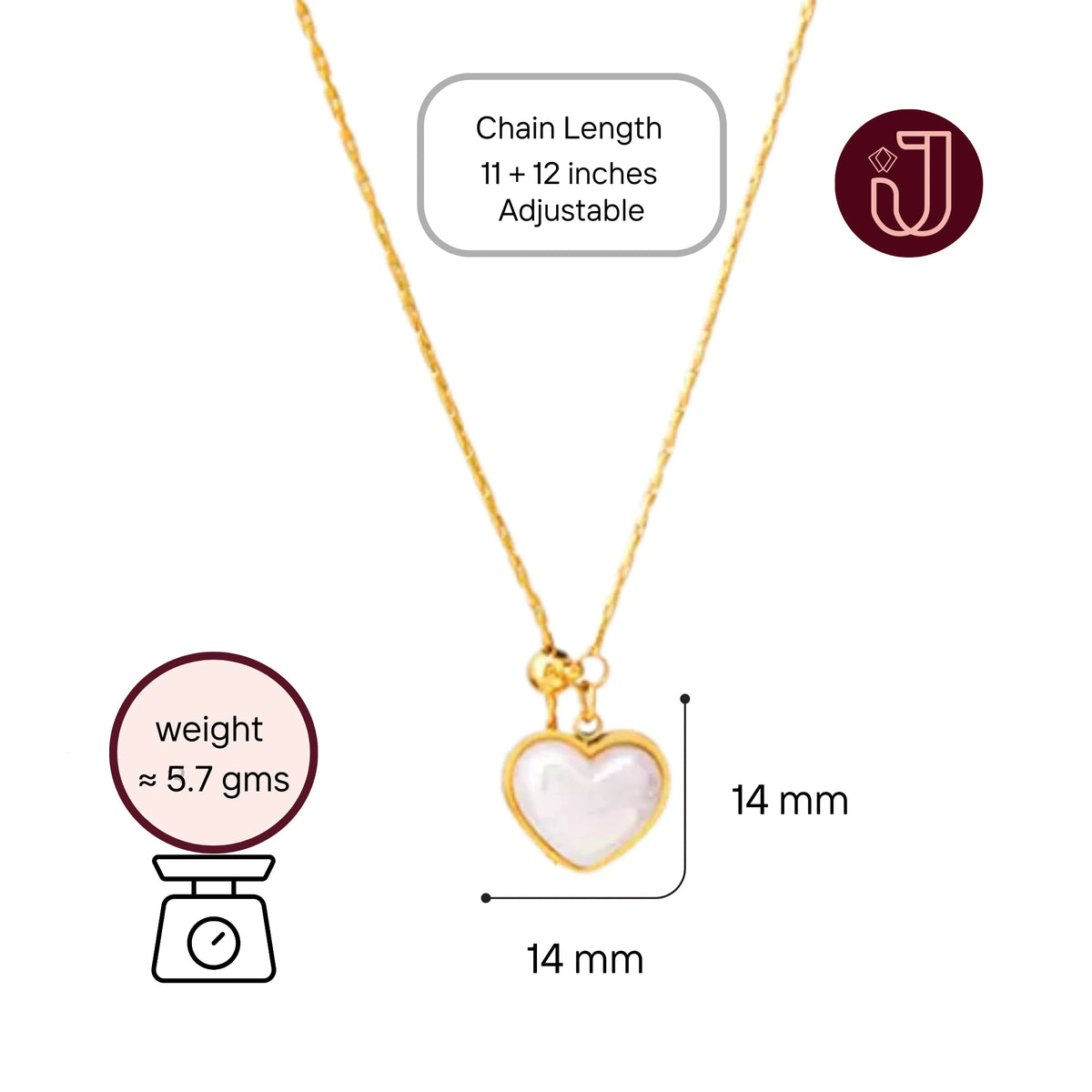 Opal White Heart Necklace
