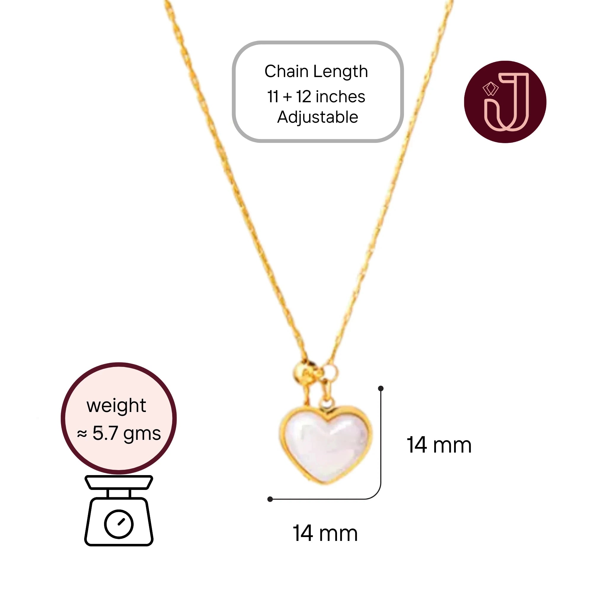 Opal White Heart Necklace