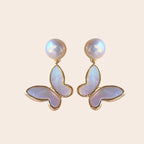 Pearl Butterfly Drop Earrings
