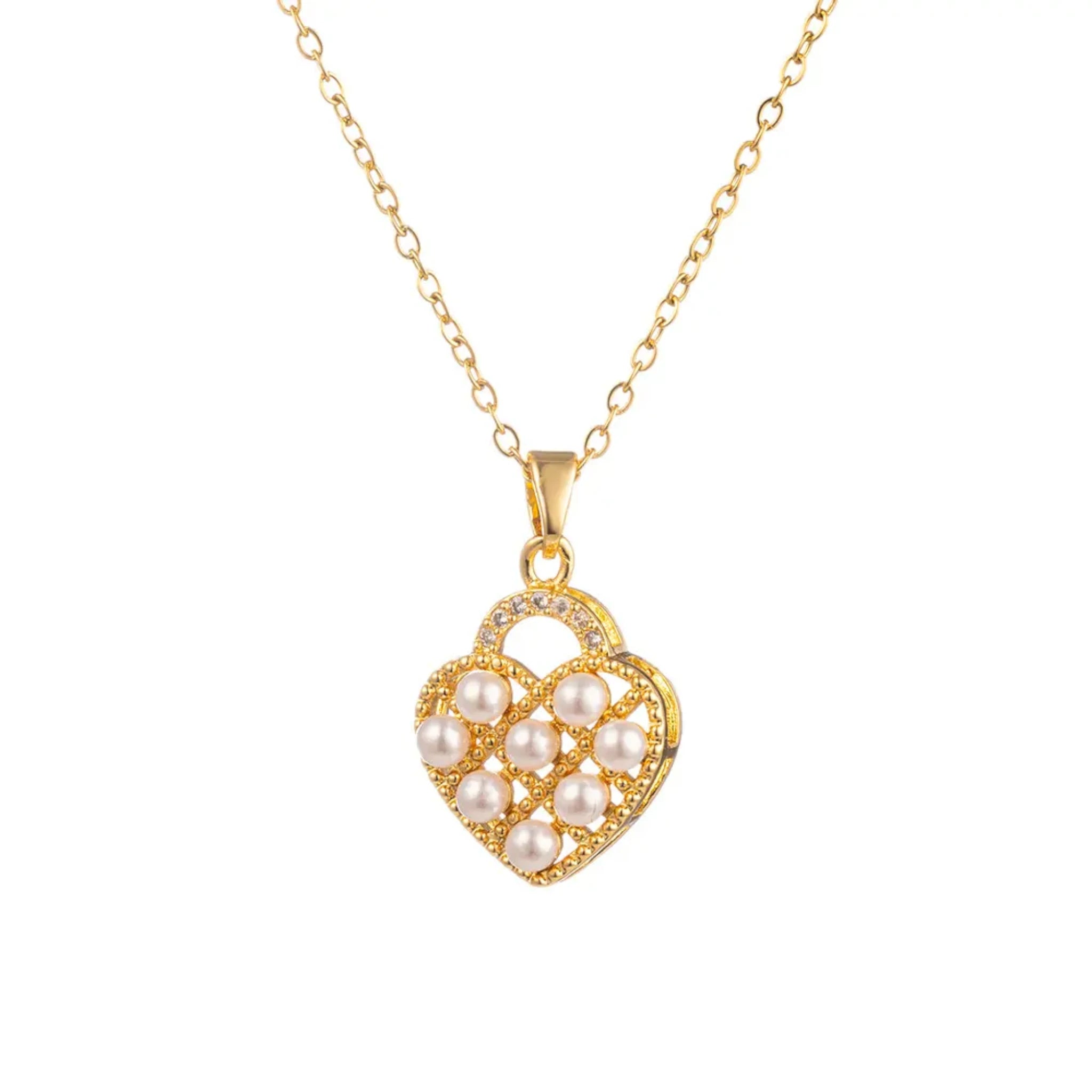 Pearl Embellished Heart Necklace