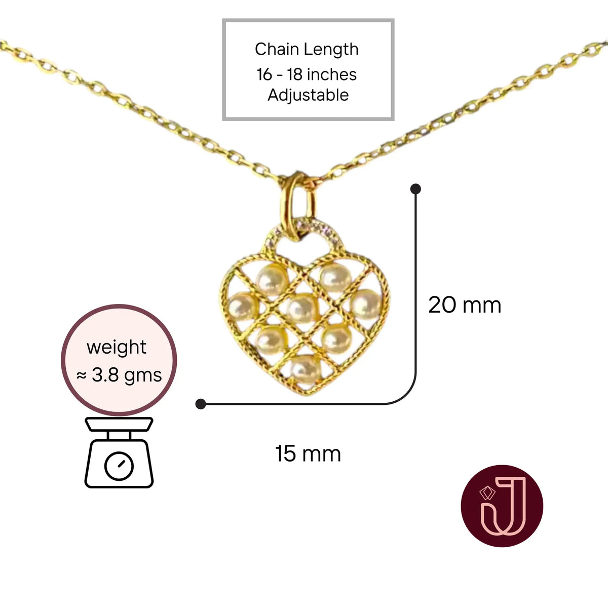 Pearl Embellished Heart Necklace