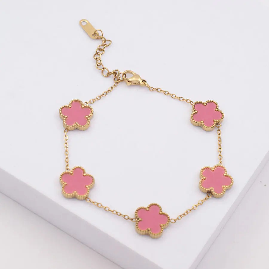 5 Pink Clover Loose Bracelet