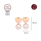 Peach Heart Pearl Drop Earrings