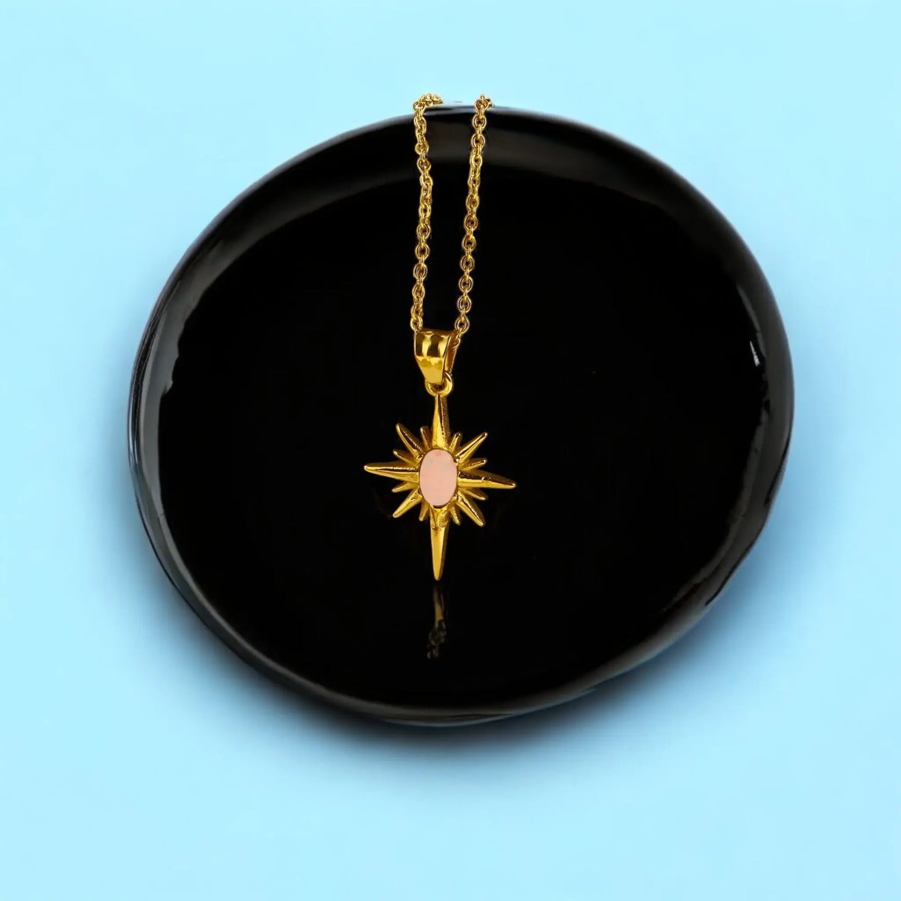 Pink Stone Sunburst Necklace