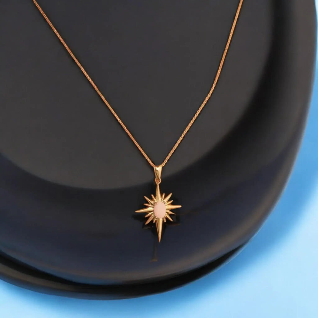Pink Stone Sunburst Necklace