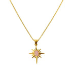 Pink Stone Sunburst Necklace
