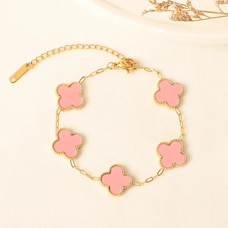 5 Pink Clover Loose Bracelet