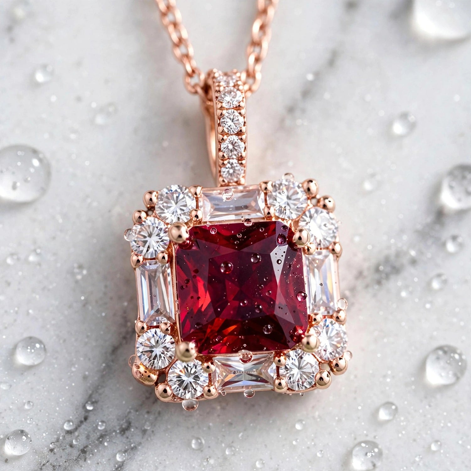 Radiant Bloom | Red Stone & Crystal Jewelry Set