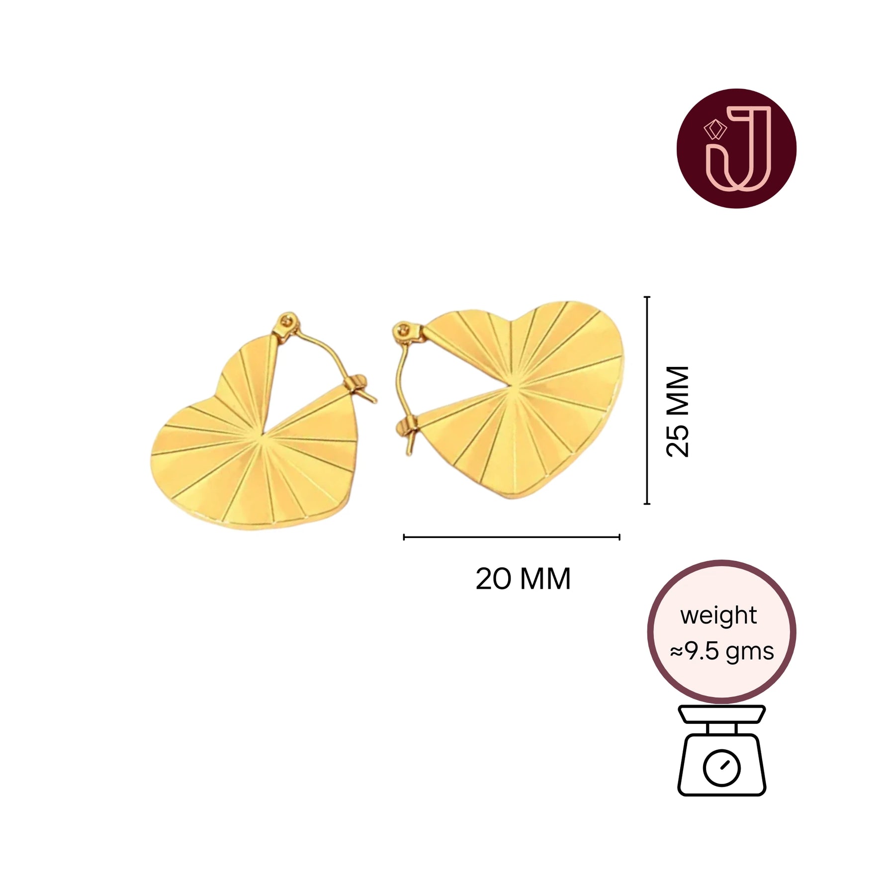 Radiant Heart Hoop Earrings