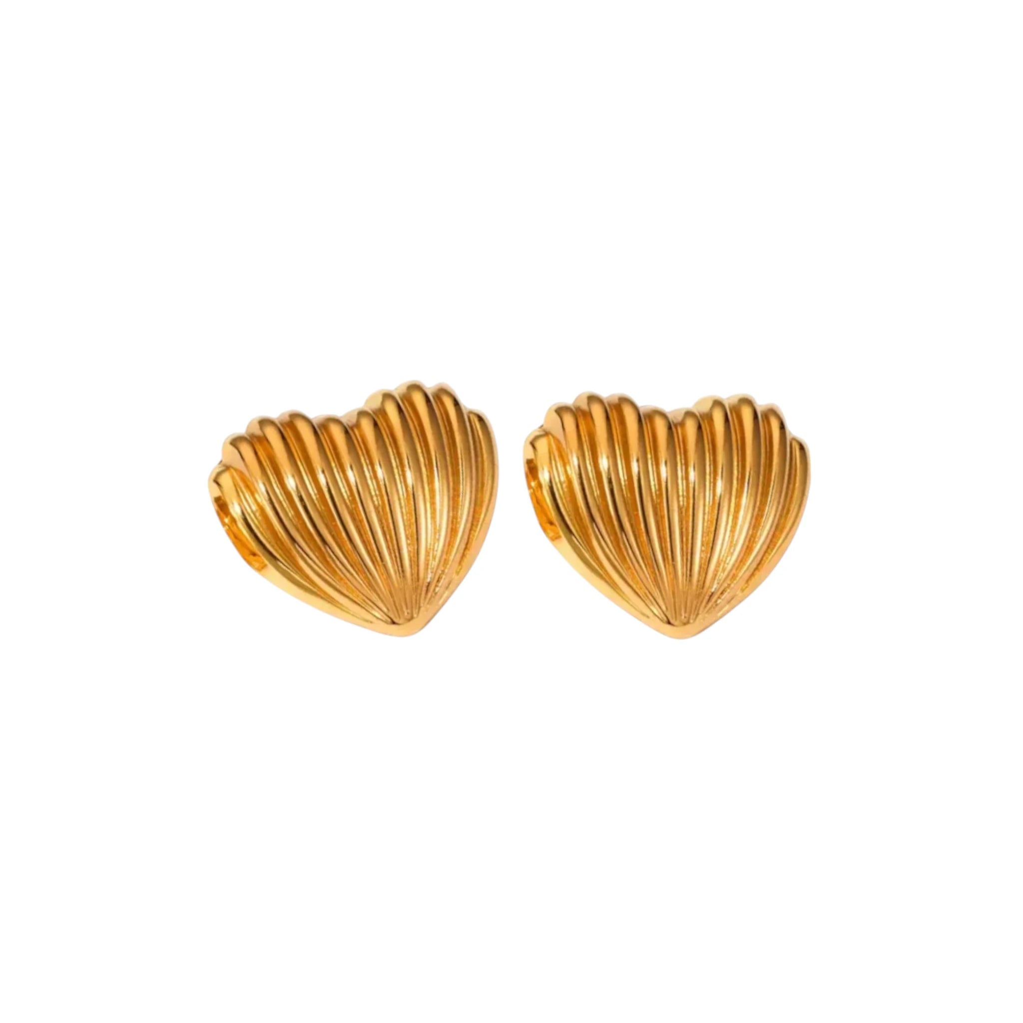 Ridged Heart Stud Earrings