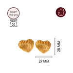 Ridged Heart Stud Earrings