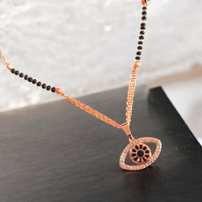 Rose Gold Crystal Evil Eye Mangalsutra Necklace