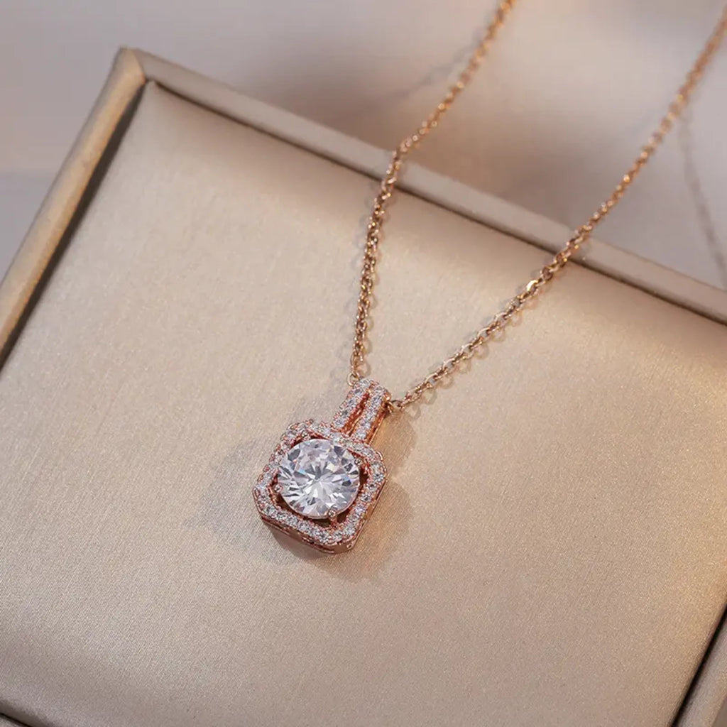 Rose Gold Cz Stone Necklace