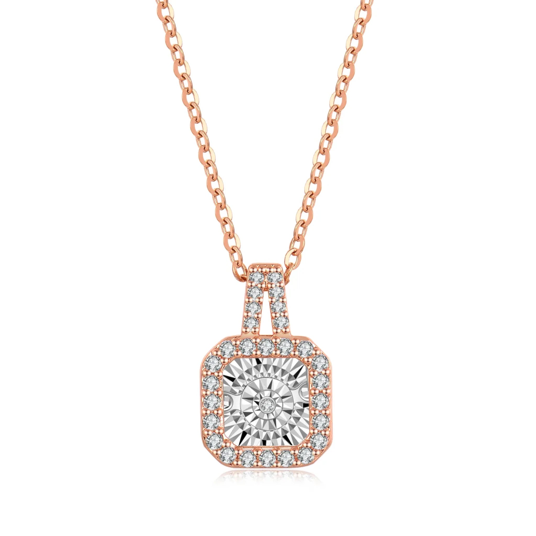 Rose Gold Cz Stone Necklace