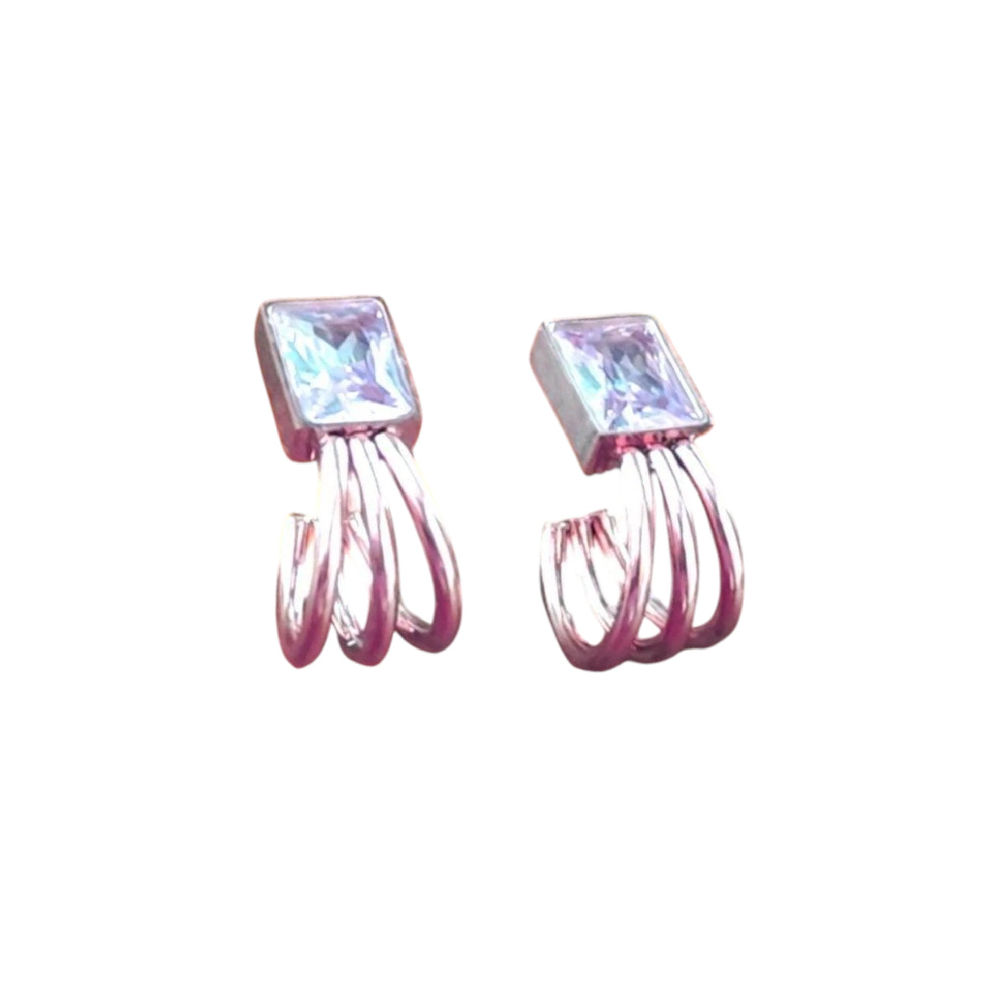 Rose Gold Cz Studs displayed on a White Background.
