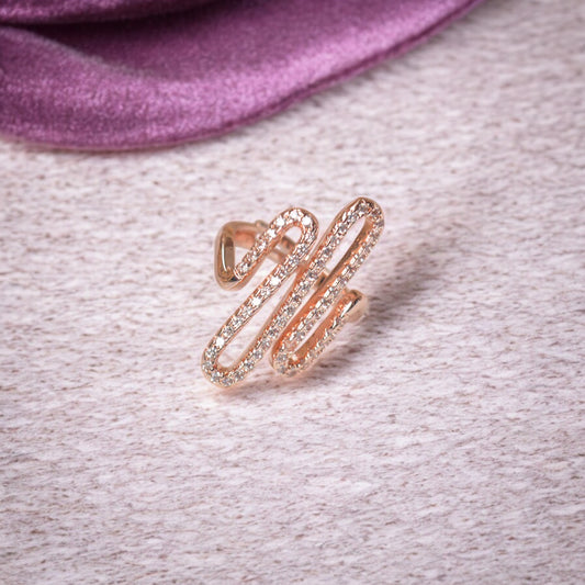 Rose Gold Wavy Crystal Ring