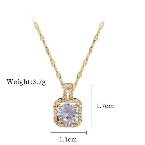 Rose Gold Zircon Stone Necklace