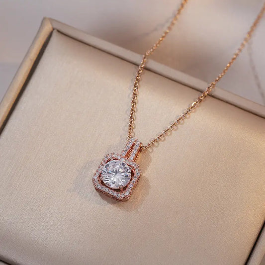 Rose Gold Zircon Stone Necklace