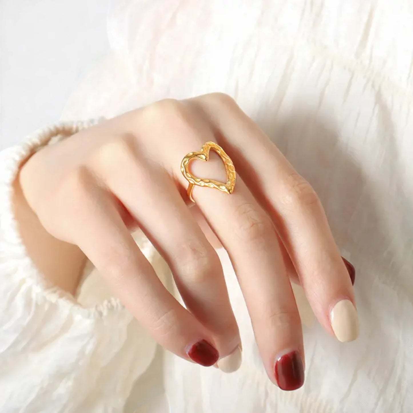Ring worn by a model.