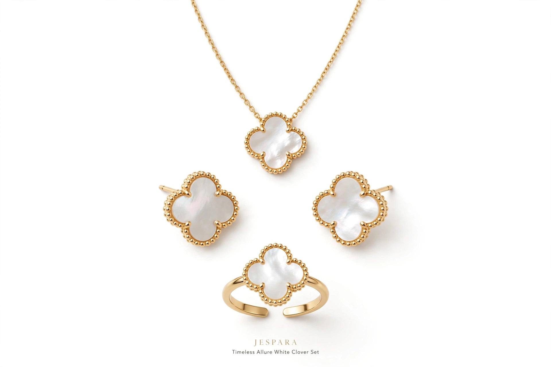 Serene Elegance | White Clover Jewelry Set