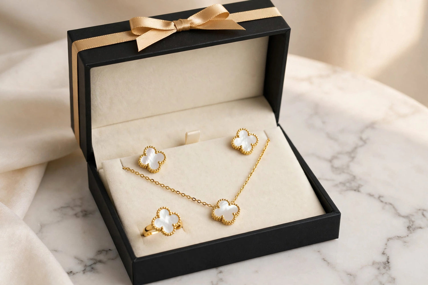 Serene Elegance | White Clover Jewelry Set