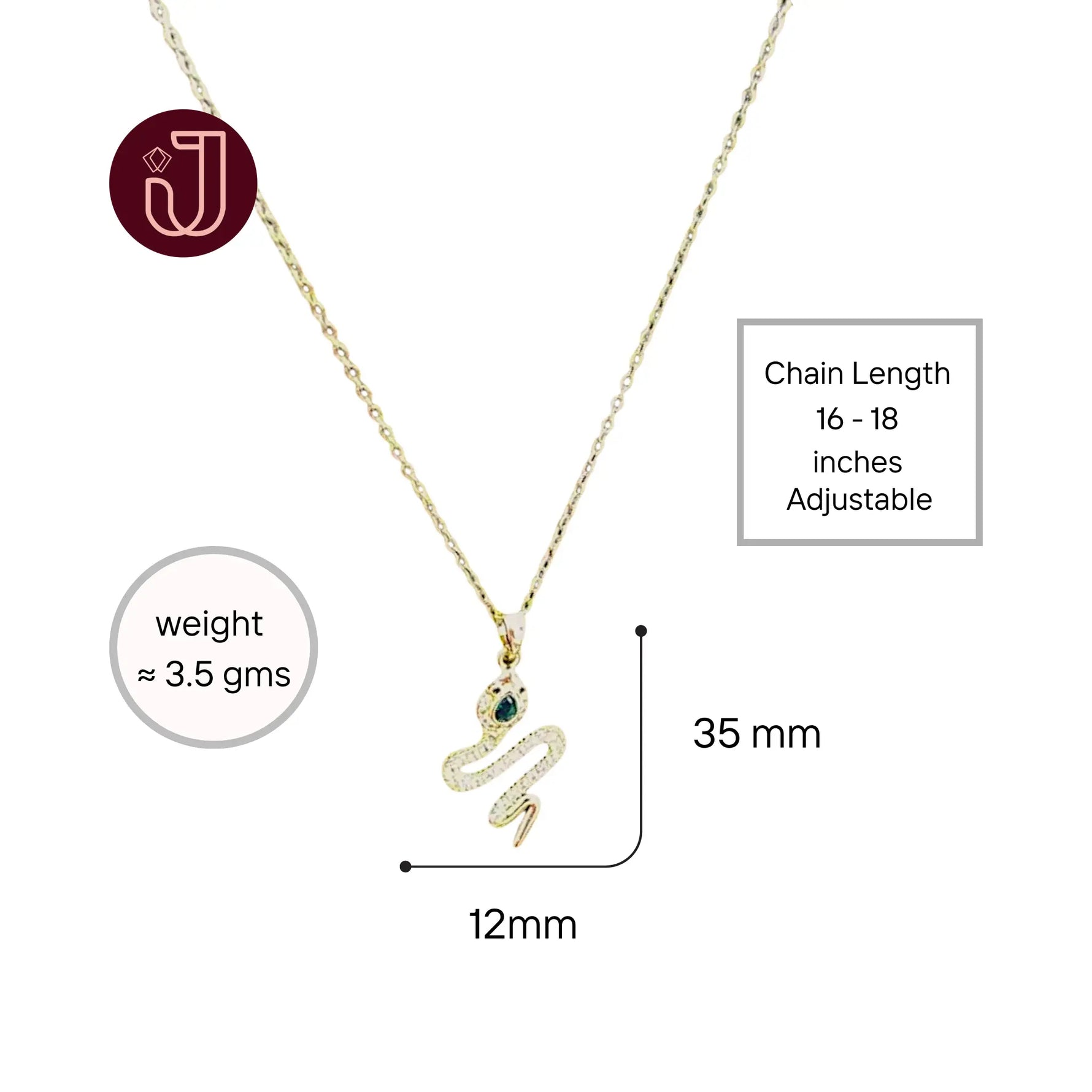 Serpent Necklace with Green Gemstone