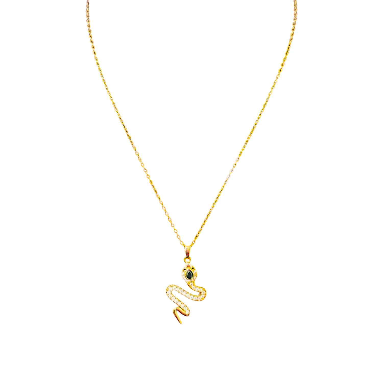 Serpent Necklace with Green Gemstone