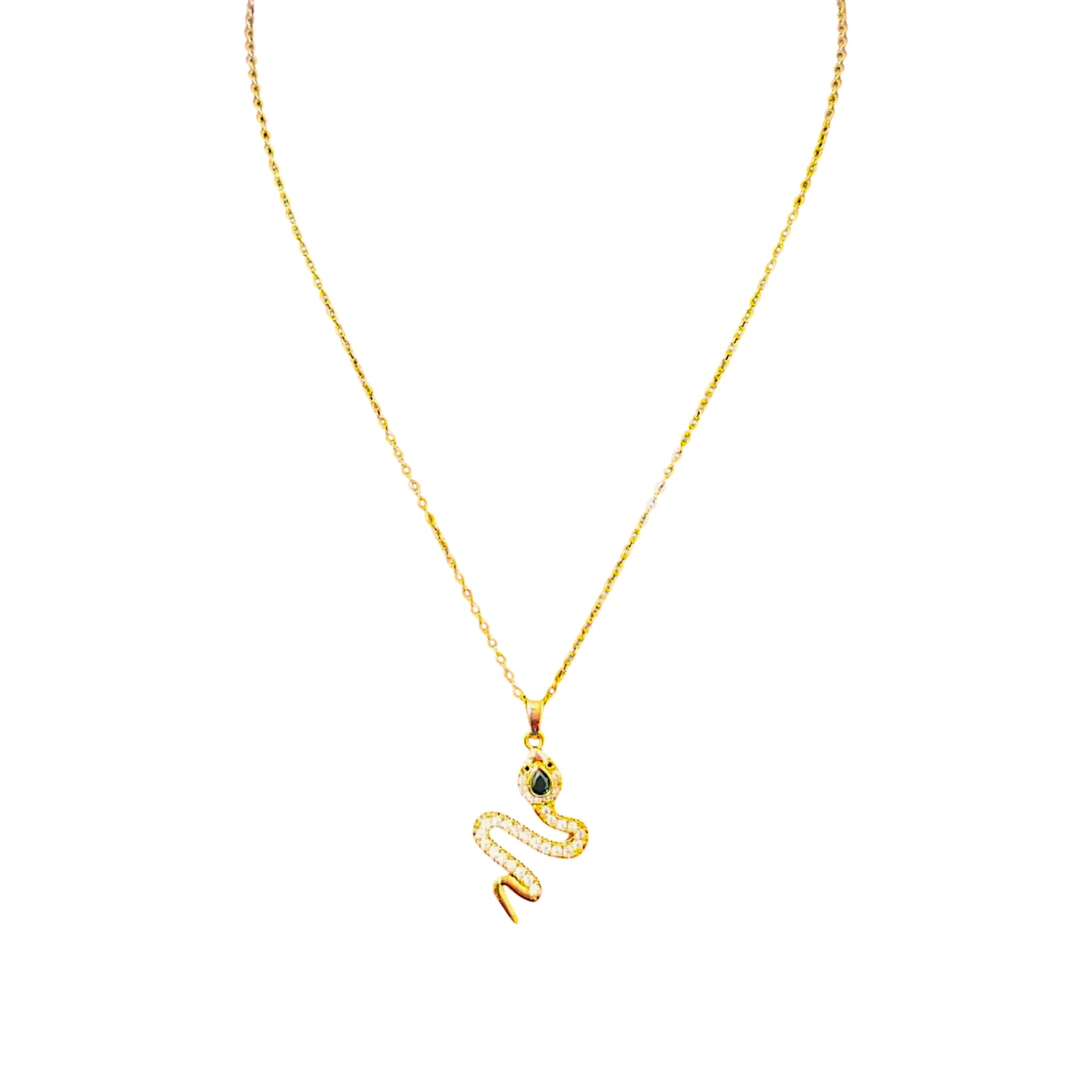 Serpent Necklace with Green Gemstone