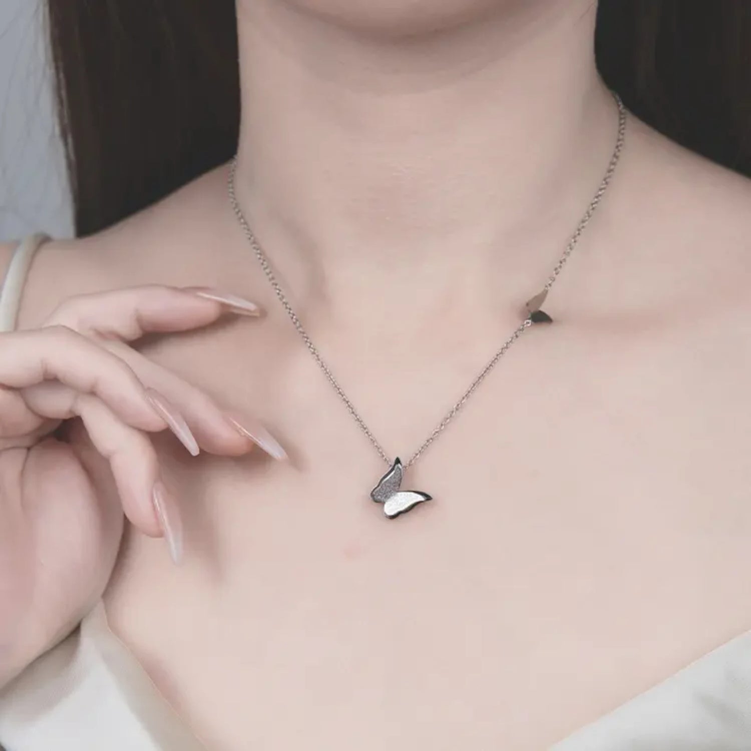 Silver Butterfly Charms Necklace