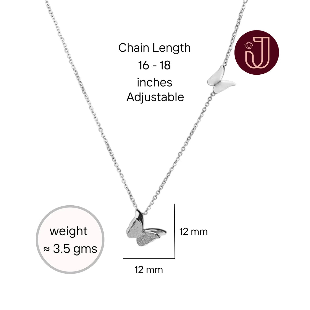 Silver Butterfly Charms Necklace