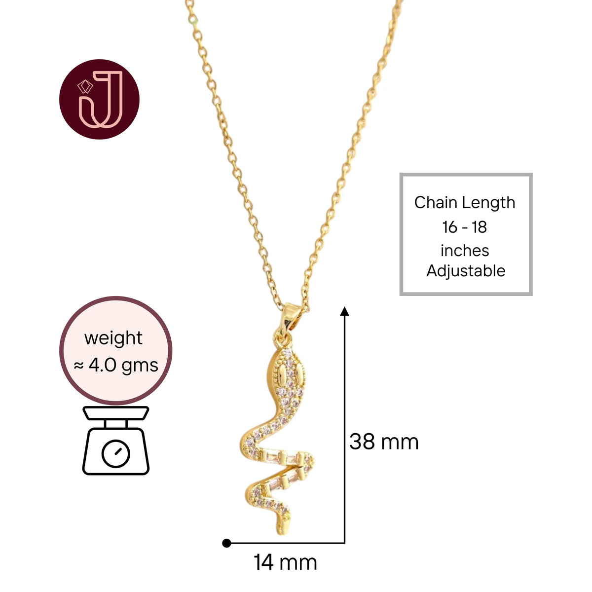 Snake Necklace with Crystal Accents