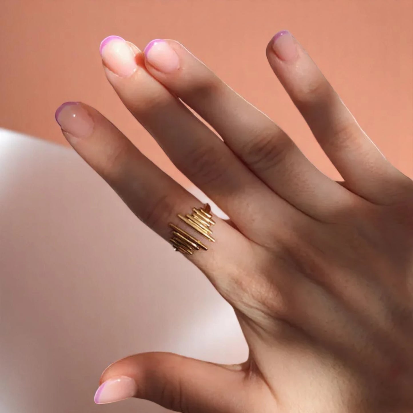Ring worn by a model.
