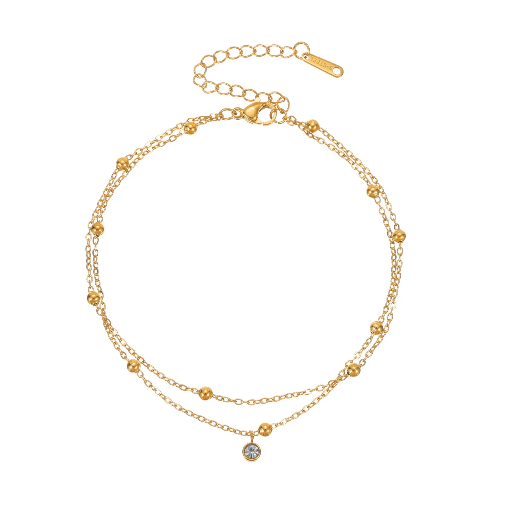 Summer Echo | Crystal Beaded Layered Anklet