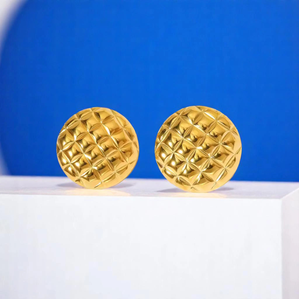 Textured Round Stud Earrings