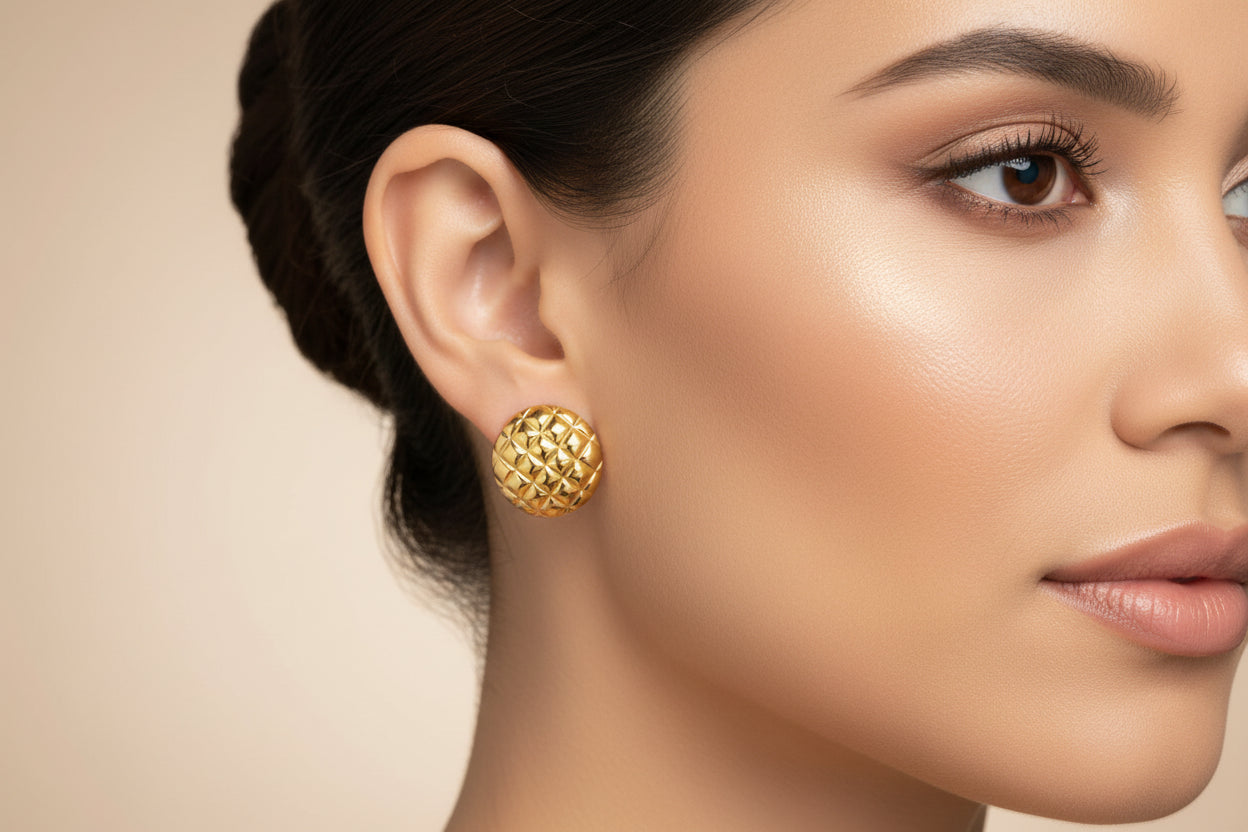 Textured Round Stud Earrings
