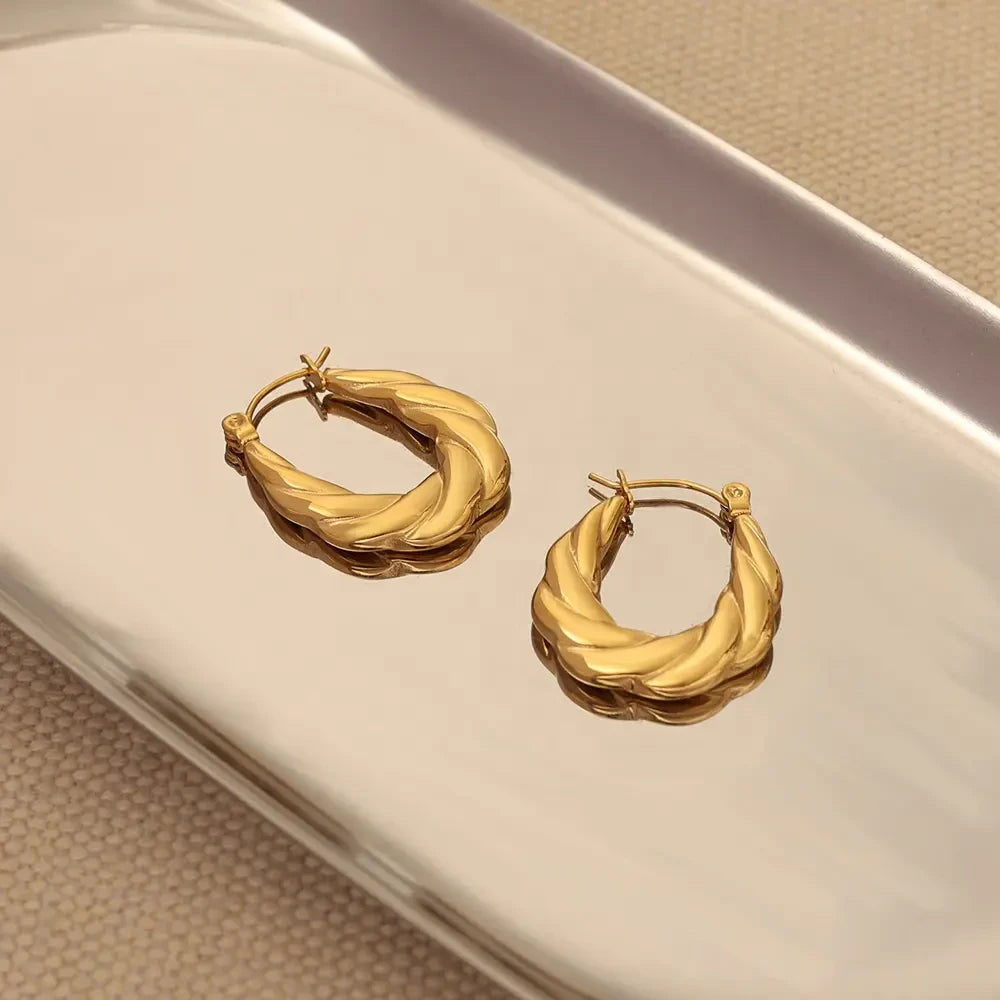 Twisted Oval Hoop Earrings