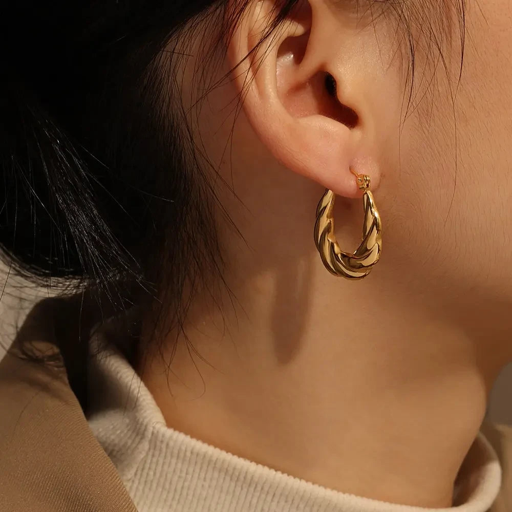 Twisted Oval Hoop Earrings