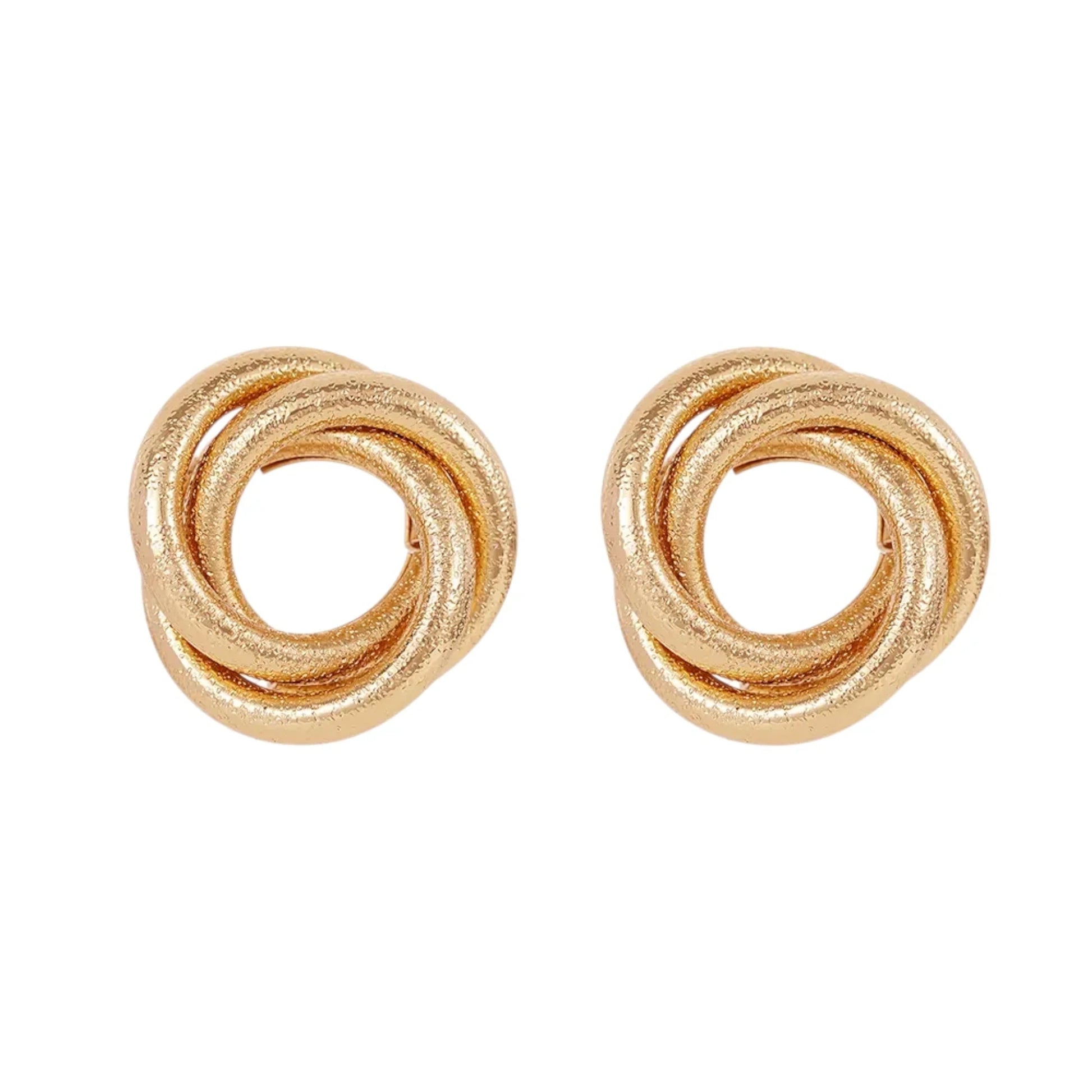 Twisted Stripe Stud Earrings displayed on a White Background.