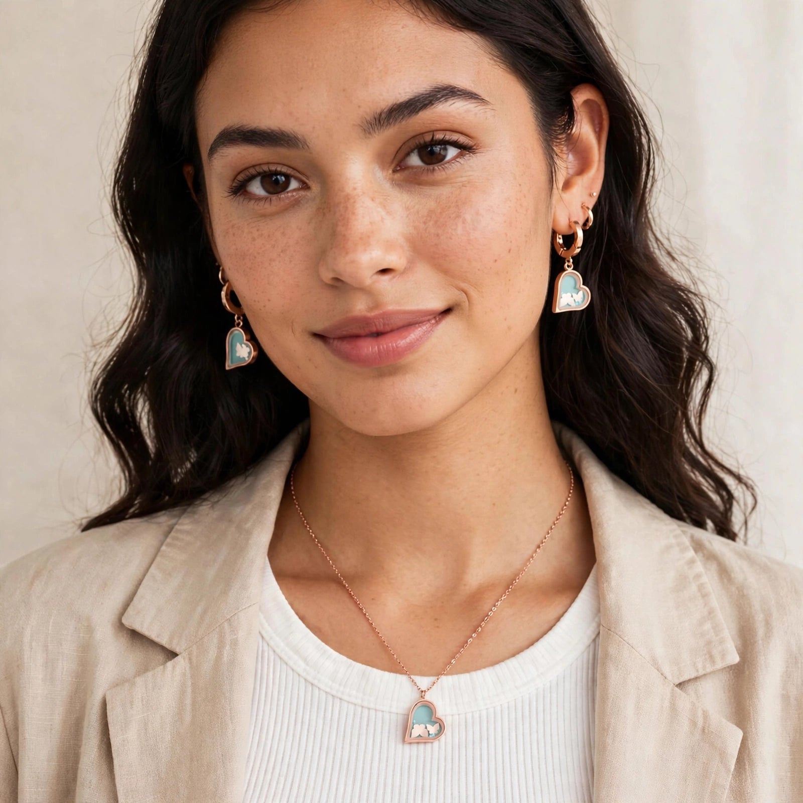 Whispers of Spring | Heart Frame Butterfly Jewelry Set