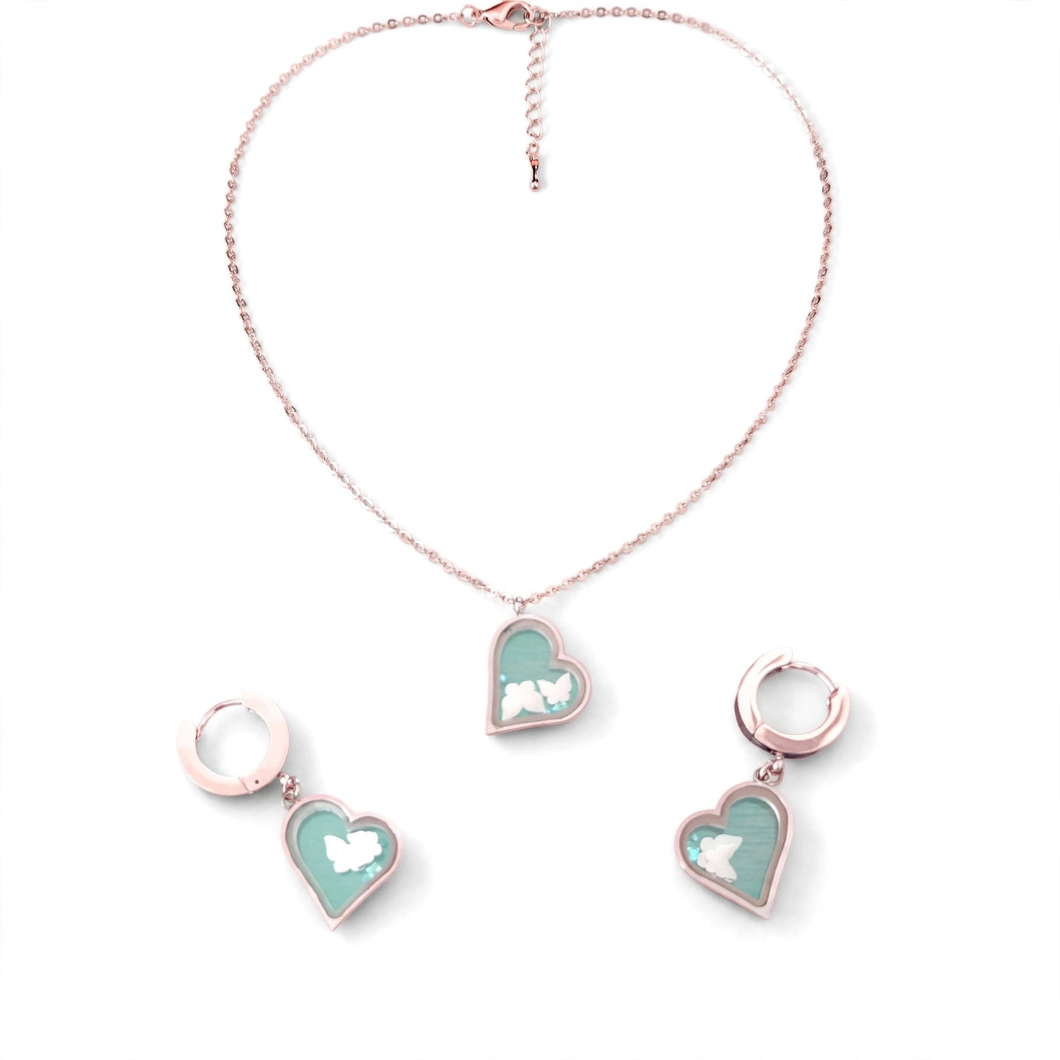 Whispers of Spring | Heart Frame Butterfly Jewelry Set