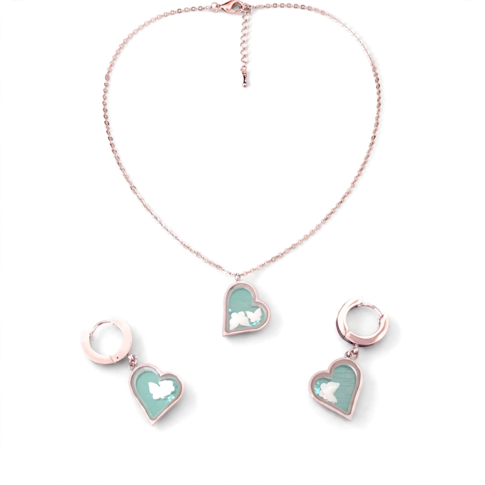 Whispers of Spring | Heart Frame Butterfly Jewelry Set