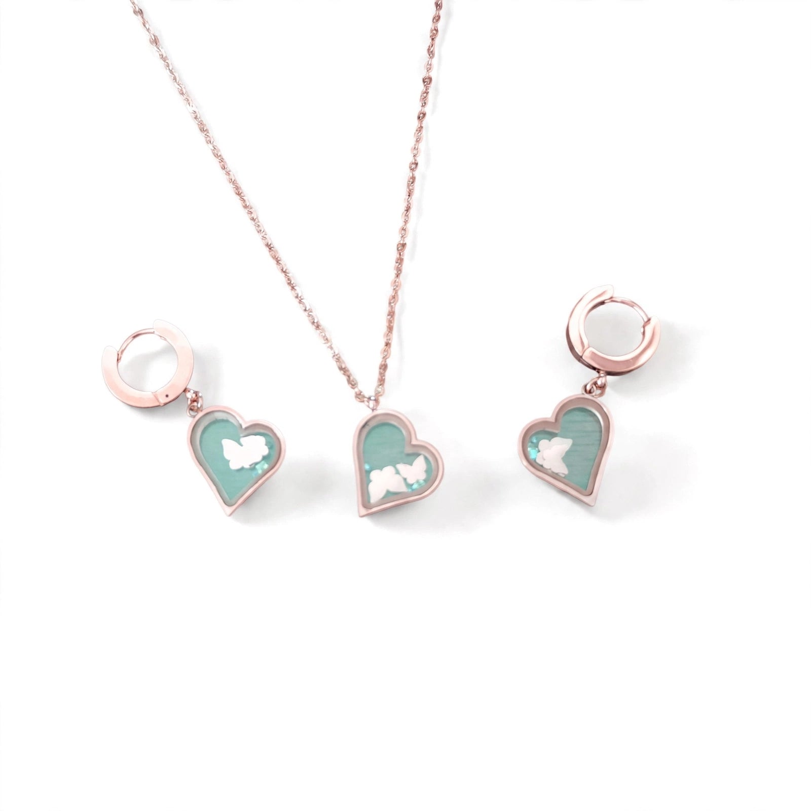 Whispers of Spring | Heart Frame Butterfly Jewelry Set