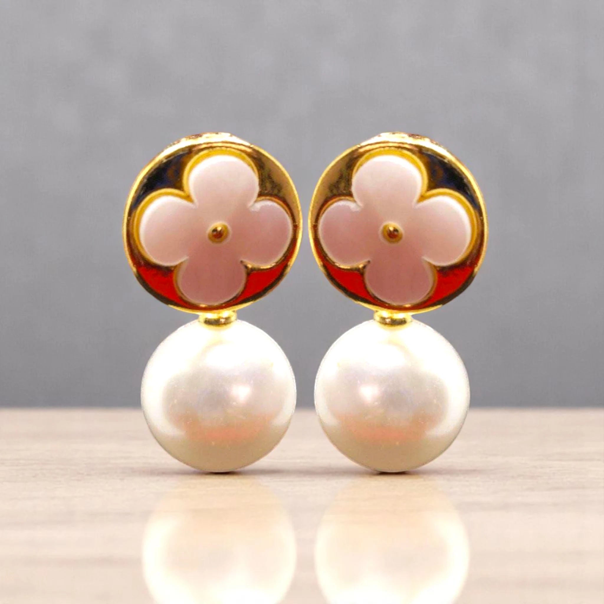 White Clover Pearl Drop Earrings